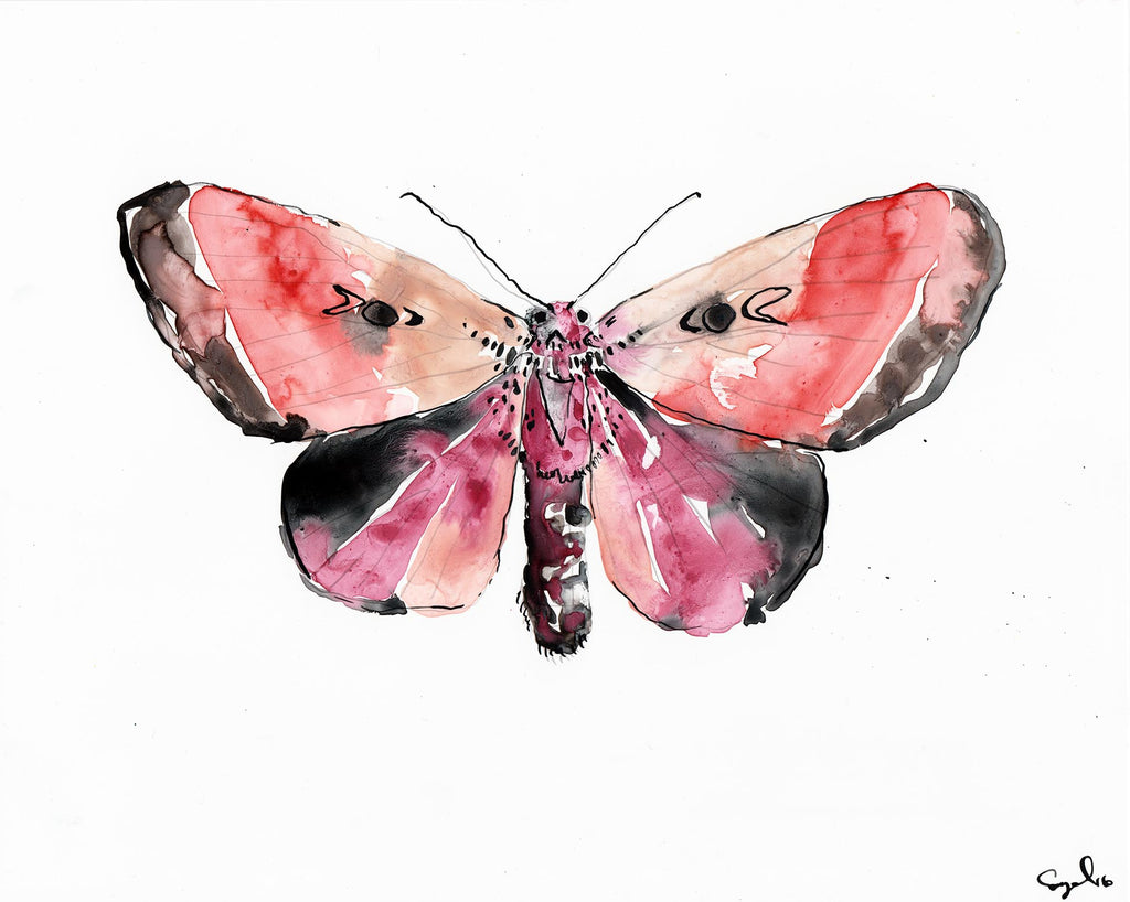 Mulberry Velvet Luna Moth - Watercolor Wings Collection